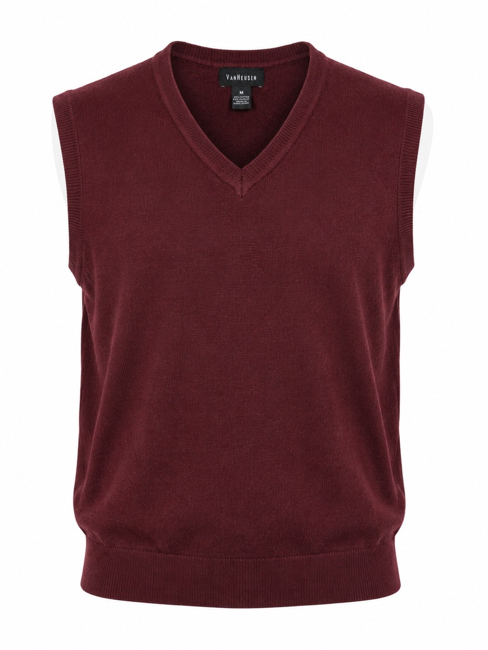 Van Heusen Men’s Sweater Vest Medium Burgundy V-Neck